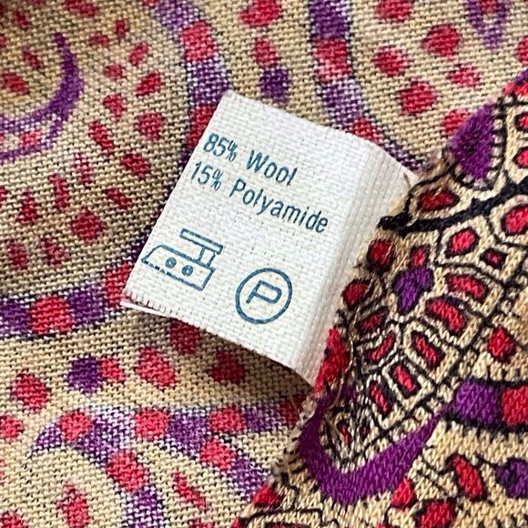 LUISA SPAGNOLI Wool Shift Dress Size 48 US 14 Long Sleeve Paisley Jewel Tones - Picture 12 of 16